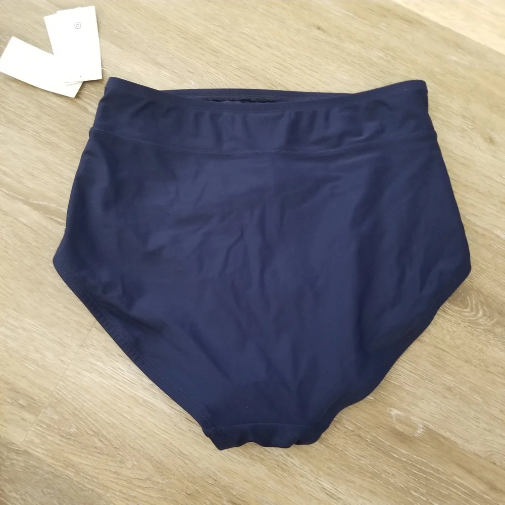 NWT Lands' End Navy High Rise  Bikini Bottom Size XS